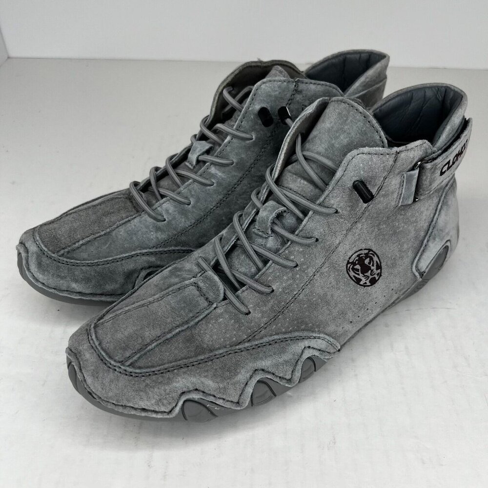 Clohoo Mens 1728250 Gray Suede Leather Lace Up High Top Size 40 Sneakers